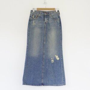 Vintage y2k low rise denim maxi skirt XS